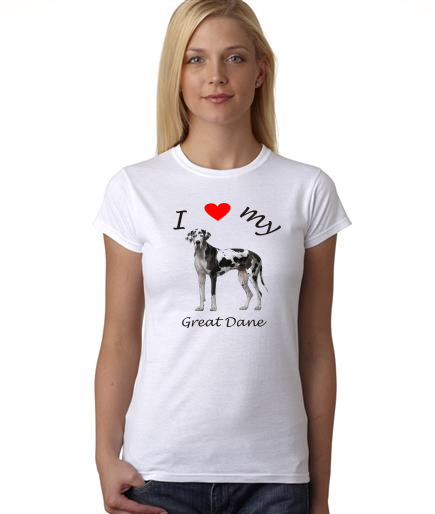 Dogs - I Heart My Great Dane on Womans Shirt